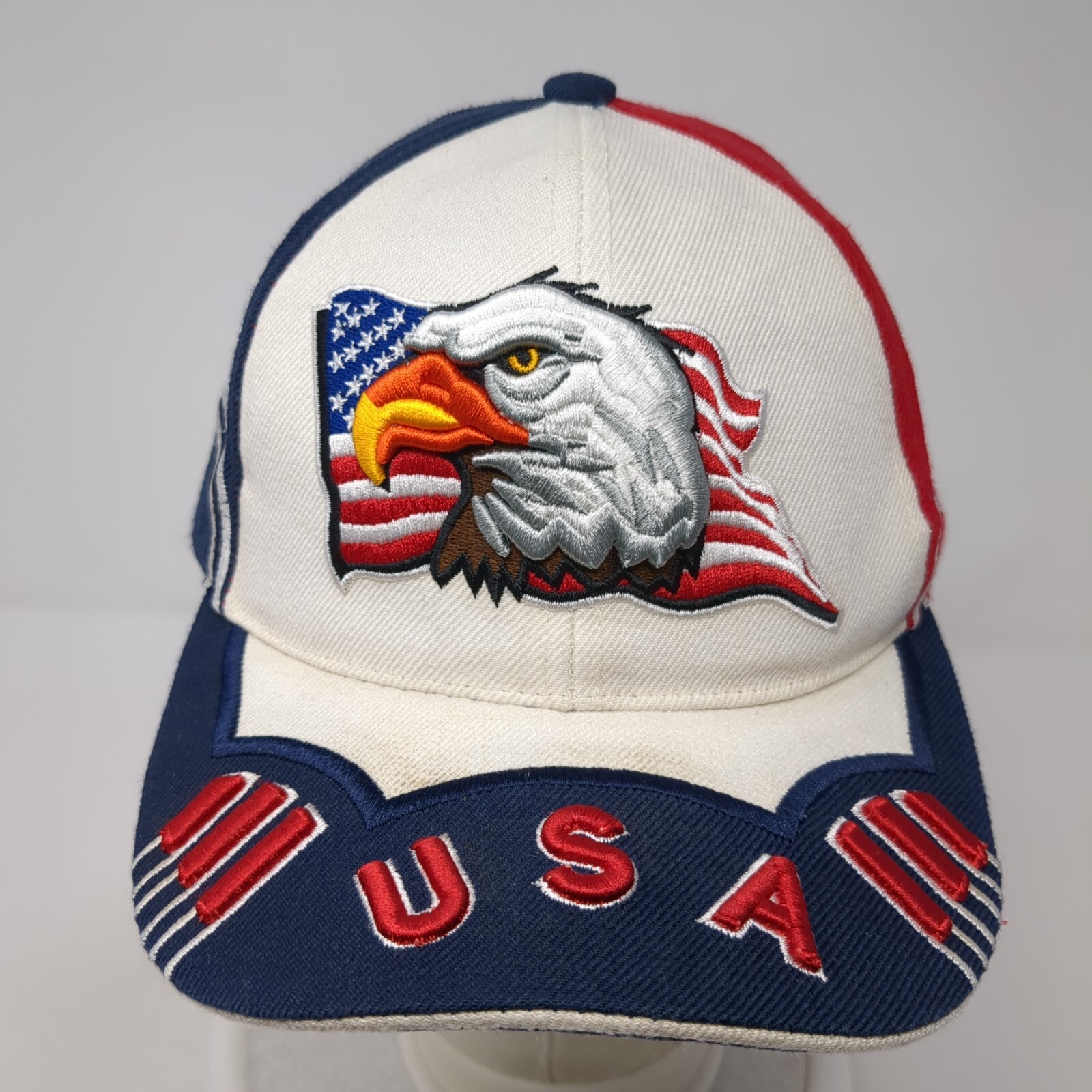 USA Flag Eagle Strapback Hat Multi One Size Adjus… - image 2