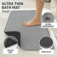 Ultra Thin Bath Mat Non Slip Rug Quick Dry Absorbent Bathroom Floor Carpet 17x27