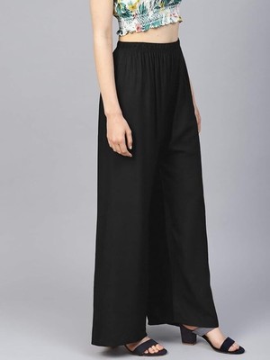 Go Gazab - Stylish Women's Palazzo: Trendy Rayon Solid Color, Size - L