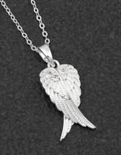 Joe Davies equilibrium Guardian Angel Silver Plated Crossover Wings Necklace