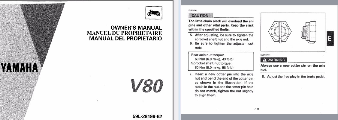 Yamaha Mate V50 and V80 (Yamaha Step-through) SERVICE ,Owner's