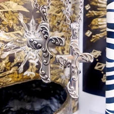 Cross Necklace Vintage Style Swirl Gothic stainless steel Pendant by Controse