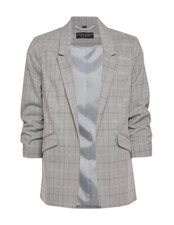 Dorothy Perkins Pink Checked Ruched Sleeve Blazer - Size 16