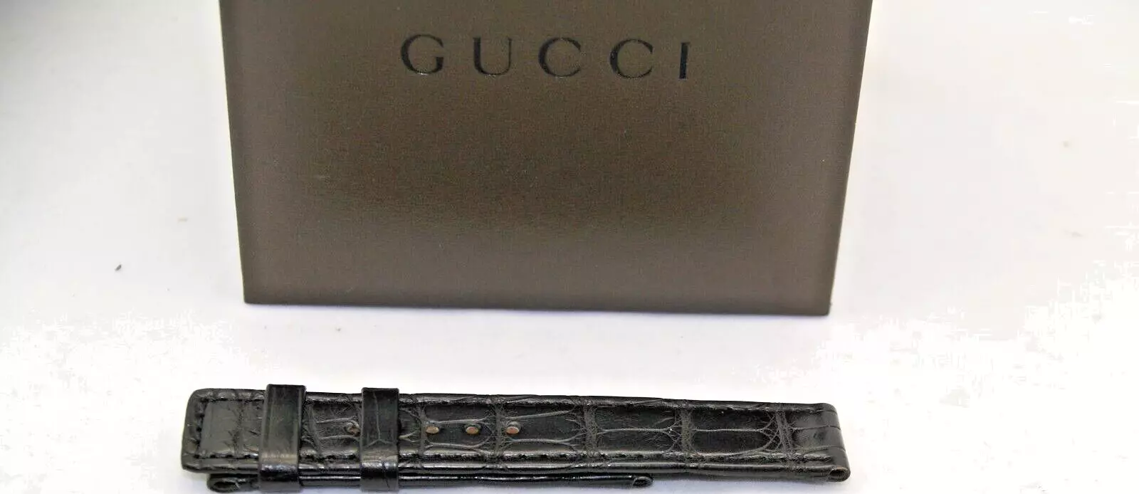Nouveau bracelet de montre crocodile noir Gucci 17 mm   17,125   court   PAS DE FERMOIR