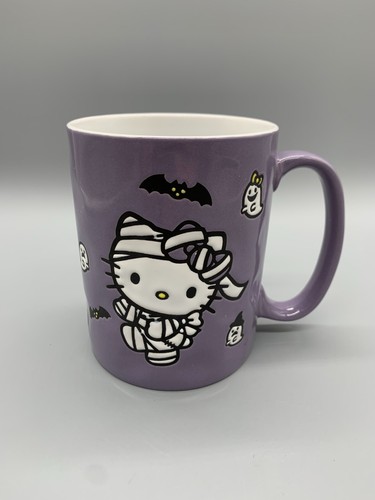 HELLO KITTY HALLOWEEN COFFEE MUG MUMMY GHOSTS & BATS PURPLE BRAND NEW