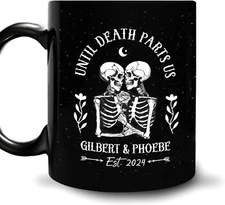 Hyturtle Personalized Couple Skeleton Mug Gifts for Him Her - Halloween Spooky