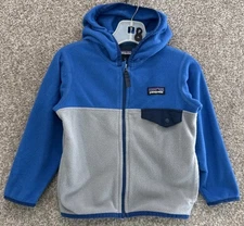 Patagonia Jacket Baby Toddler 2T Snap T Fleece Hooded Full Zip Blue Gray