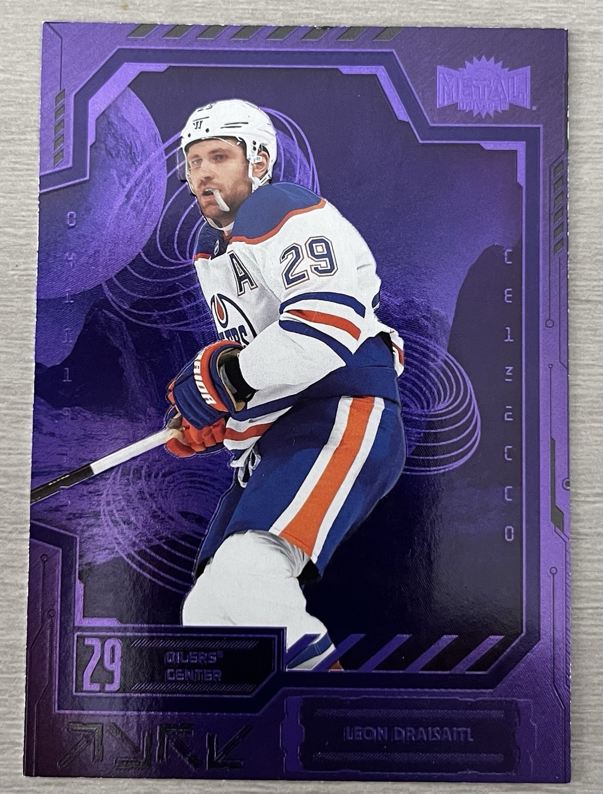 SkyBox 2025-26 Metal Universe Leon Draisaitl Purple Spectrum FX #94/199 Oilers