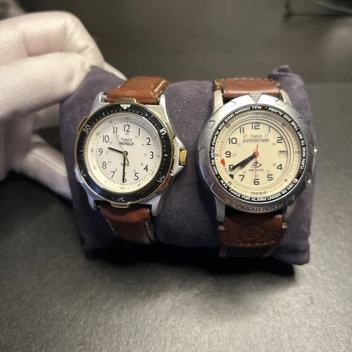 Lot Of 2 Vintage Men’s Timex Expedition Indiglo  Watches New Batteries