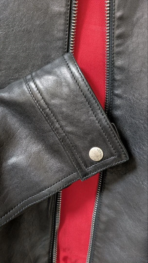 GUCCI taglia M giacca pilota singolo nero pelle di agnello 46