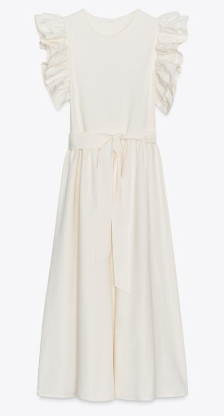 NWT ZARA RUFFLED COMBINATION DRESS S CHOCOLATE 0264 thumbnail 6