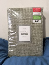 Dunelm Pencil Pleat Lined Curtains Pair 117cm Width 137cm Drop Soft Olive New