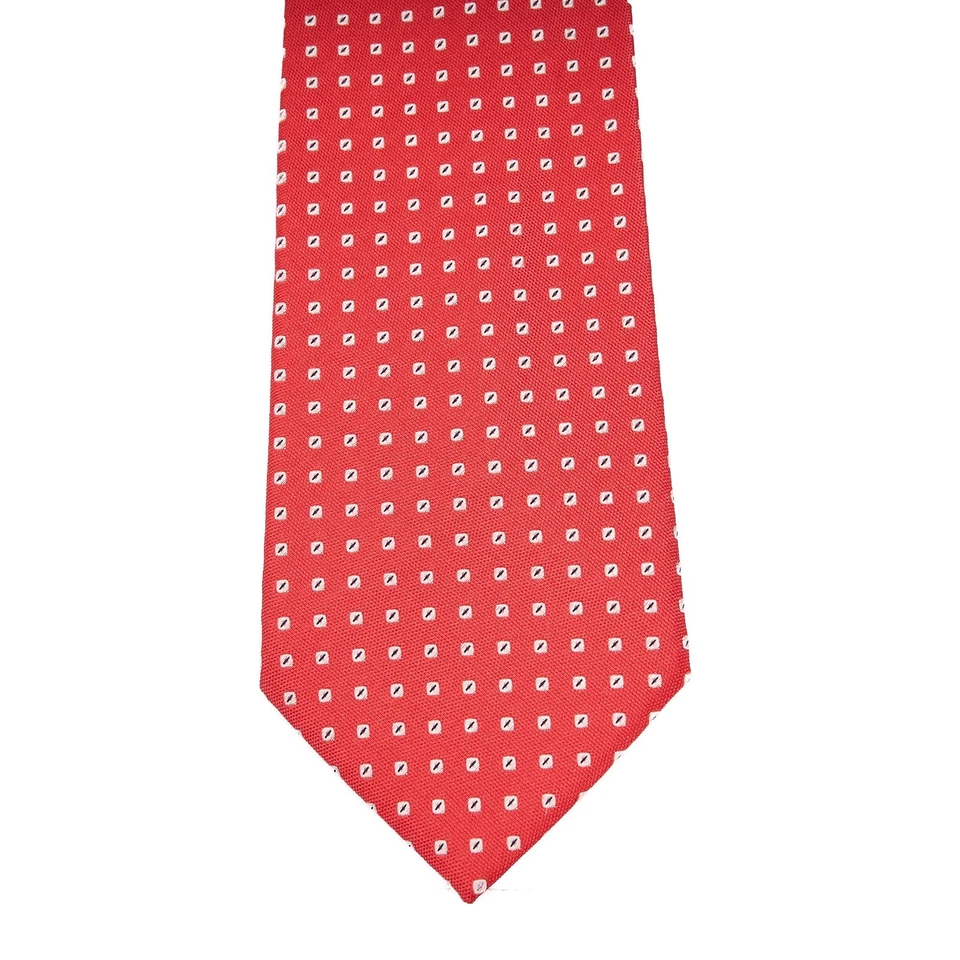 Corbata de seda Atelier F&B roja texturizada geométrica hecha en Francia 3,75x57 Foto 2 de 4