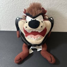 Looney Tunes 1997 Taz Devil Tasmanian Plush With Black Leathery Jacket