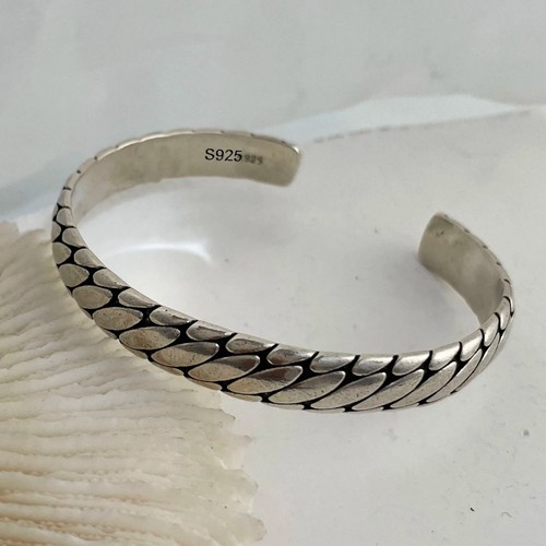 Mens Vintage Open Bangle 925 Sterling Silver Handmade Twisted Cuff Bracelet US