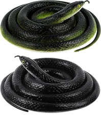 Realistic Rubber Snake, 2Pack Fake Snake Rubber Snakes Keep Birds Away, Realisti