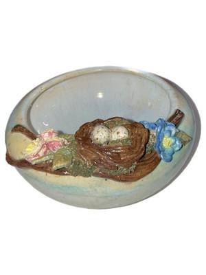 Pottery By Kym Studio Art Pottery Bird Nest With Eggs Drip Glaze Bowl Easter