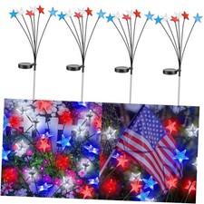 4 Pack 4th of July Solar Lights Patriotic Red White and Blue Outdoor Garden