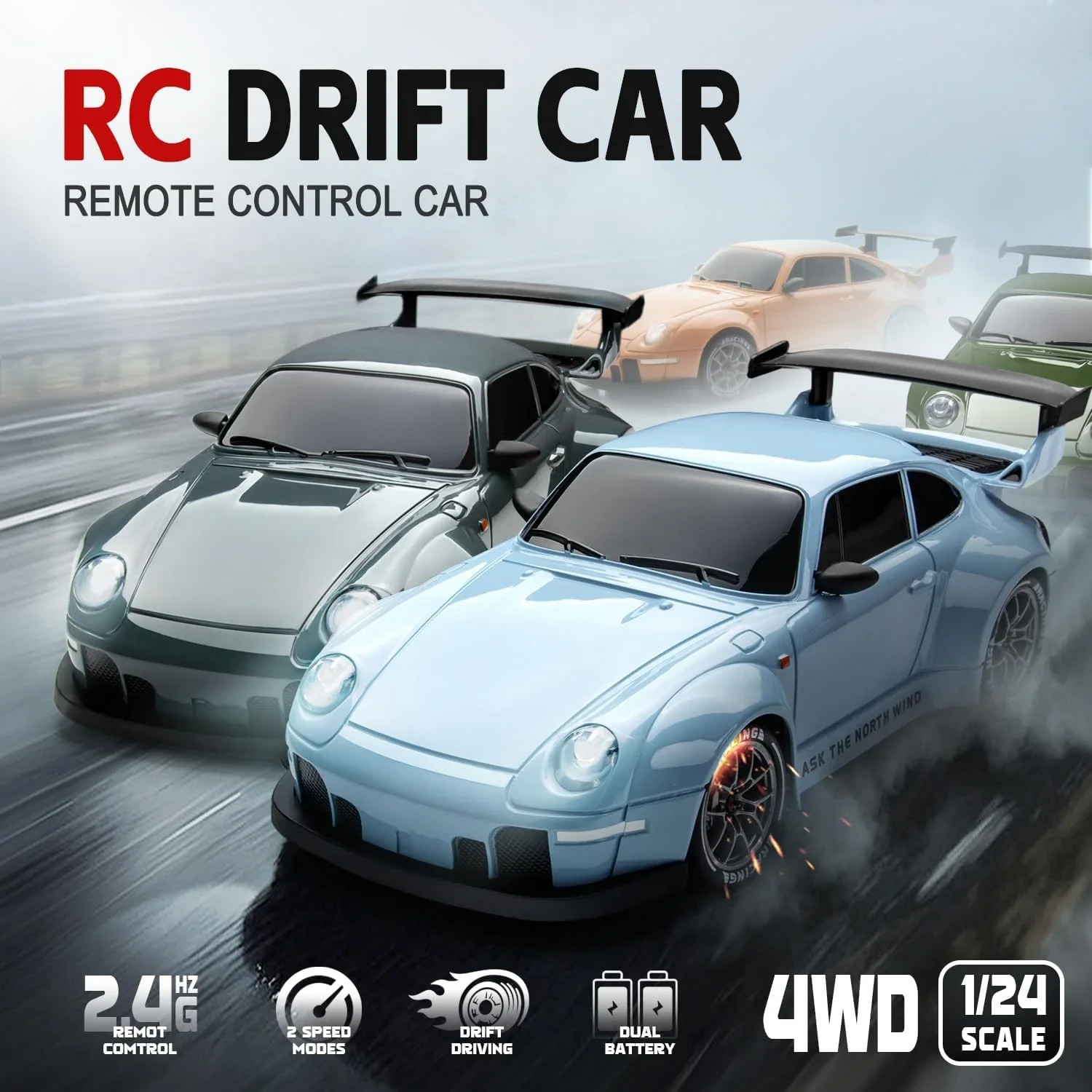 1:24 4WD RC Racing Car 2.4G 20KM/H Brushless High Speed Remote Control Drift Car