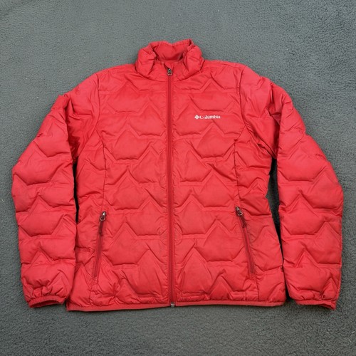 Columbia 650 Omni Heat Jacket Womens Medium Red Insulated Puffer Quilted