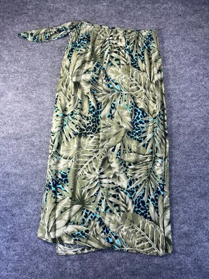Vintage Mondi Green Hawaiian Pattern Style Wrap Skirt Size-(Read Measurements)