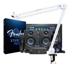 Fender Quantum Complete Bundle Recording Set with keepdrum articulating arm White