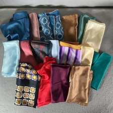 Lot 17 Vintage 100 Silk Handkerchiefs Pocket Squares Hand Rolled