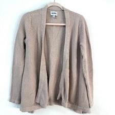 RHYTHM Cotton Open Front Knit Cardigan Sweater Beige Neutral Women Size S