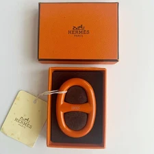 Hermes Chaine d'Ancre Scarf Ring Orange Used Elegant Jewelry