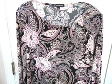 INC International Concepts Women's Blouse Floral/Paisley Top L/S   Size OX  #1