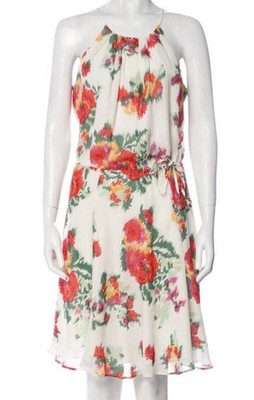 Joie Makana Floral Silk Halter Dress Porcelain Cream As Seen On Jane The Virgin