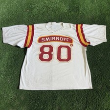 VTG 80’s Smirnoff Vodka 80 Proof Promo Football Jersey Sz XXL White Made In USA