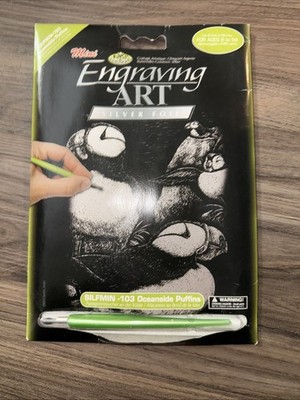 Royal & Langnickel Mini Engraving Art Kit   Oceanside Puffins   Silver Foil