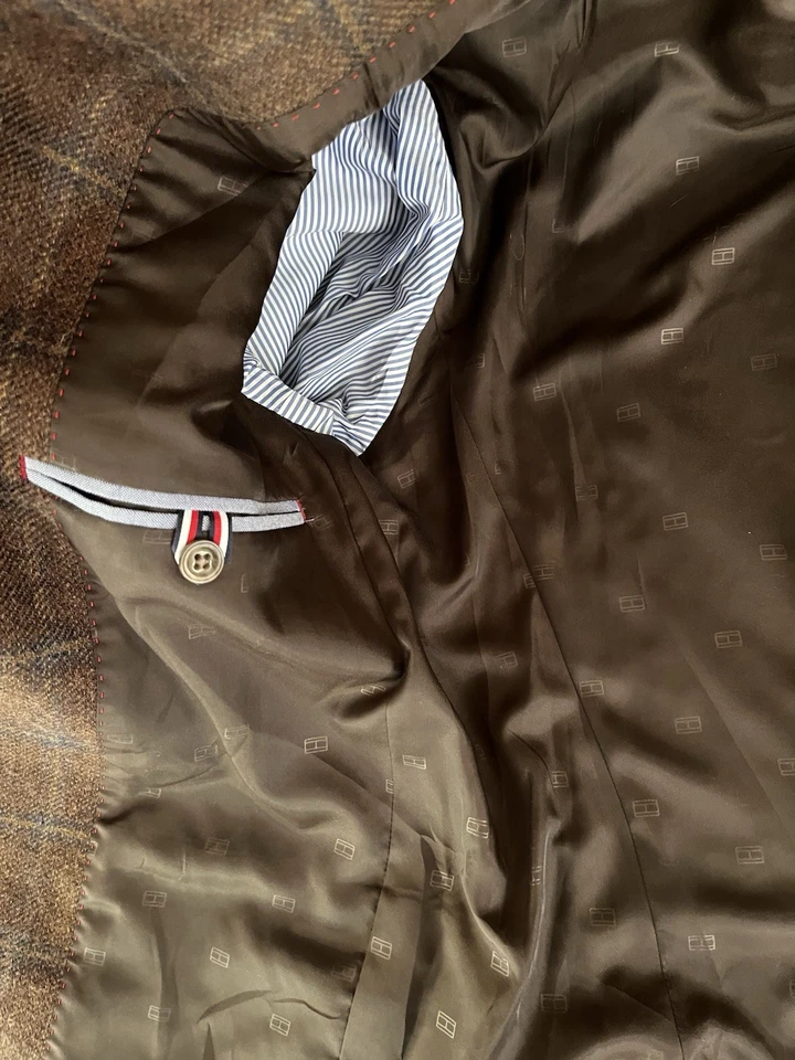 Abrigo chaqueta deportiva Tommy Hilfiger de lana a cuadros (36R) marrón Foto 4 de 4