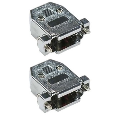 2 Pcs DB15 D-SUB 15 Pin Metalized Plastic Hood Cover Screw Type Solder Connector
