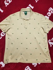 Adidas Originals Polo Shirt Men XL Cream Green Trefoil All Over Print