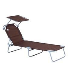 Folding Chair Sun Lounger w/ Sunshade, Refurbished