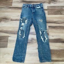 BDG Urban Outfitters Jeans Straight Narrow High Rise Ripped Distressed Denim 25