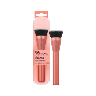 Real Techniques Glow Round Base Makeup Brush, For Liquid & Cream Makeup, Pink 