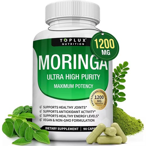 Cápsulas en polvo de moringa TOPLUX 1200 mg | Polvo de hoja de oleífera pura de Moringa 90 quilates - Imagen 1 de 14