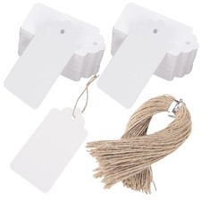 100pcs Gift Tags with String Attached, 2 x 4 inch Kraft 100pcs Large White