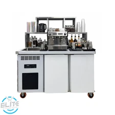 EKS 48" Bubble Tea Boba Workstation Water Station W/ Refrigerator Worktable New