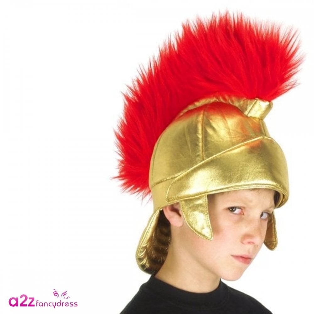 Kids Roman Centurion Soft Fabric Helmet Gladiator Warrior Nativity Fancy Dress