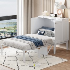 Schrankbett 90x200 cm Weiß Wandklappbett mit Lattenrost Jugendbett