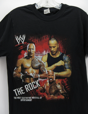 WWE Shirt Men Small Black The Rock Dwayne Johnson Y2K Graphic