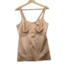 Ruby Ribbon Cami Shapewear Womens Size 44 Nude Lace Satin Adjustable Strap 3024