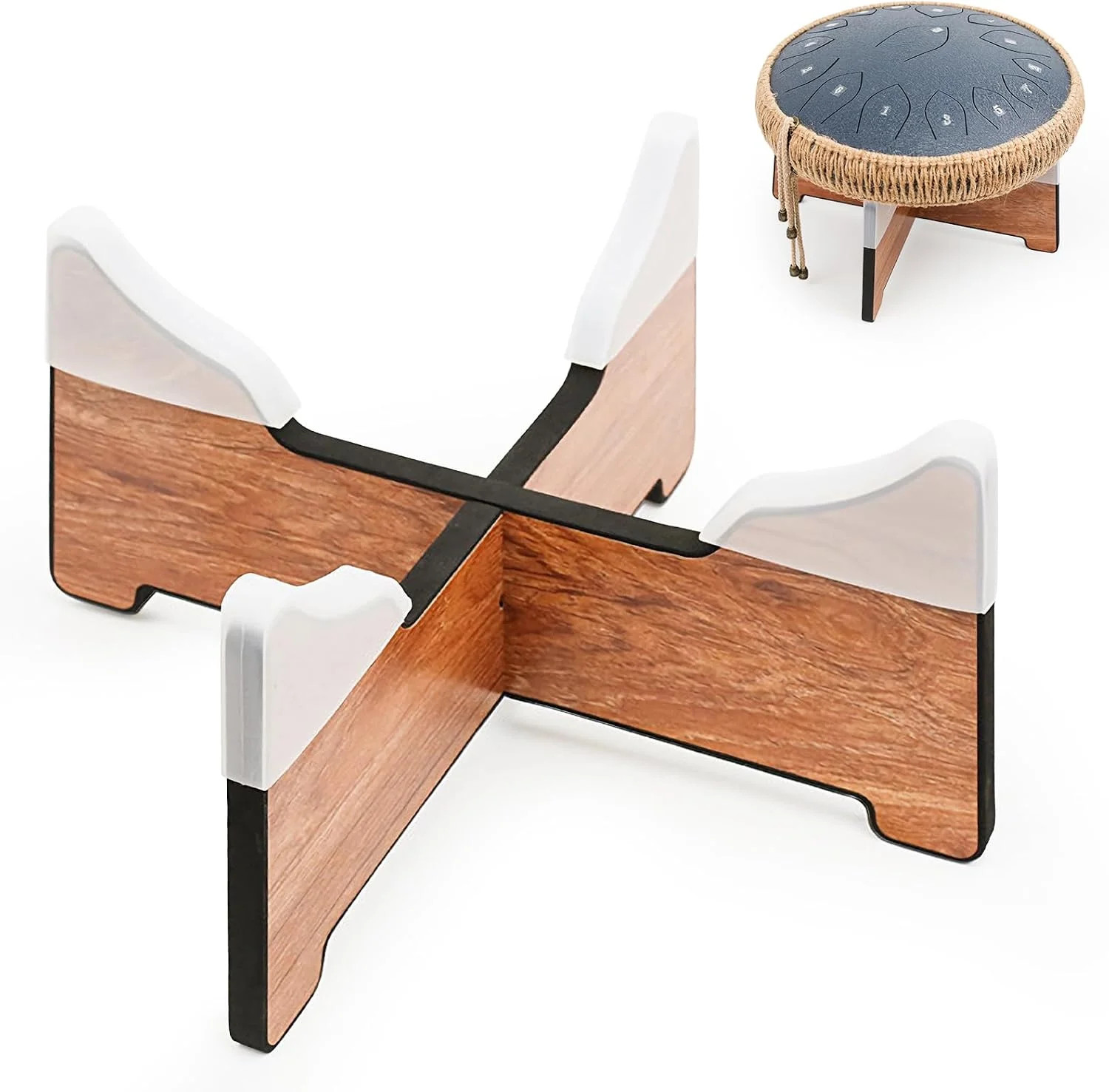 Wood Drum Stand, 14 Inch Detachable Drum Pad Stand, Tongue Drum Tripod Tank Drum