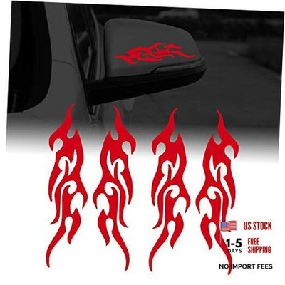 4 Pcs 19cm Flame Reflective Sticker for Car Flame Racing Sports Stripe Red