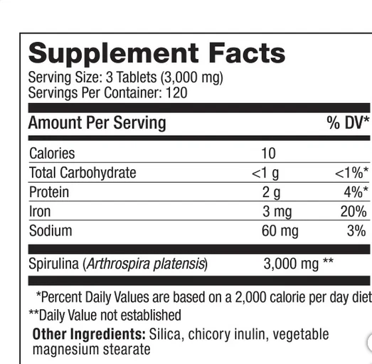 Espirulina Hawaiana Pura 3000 mg., 360 Comprimidos Foto 3 de 3