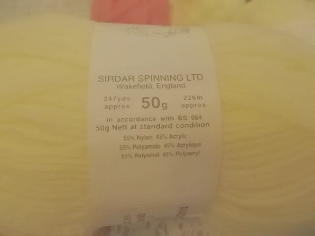 LOT OF 5 MIXED COLOR SIRDAR SNUGGLY DK YARN 50g OR 1 3/4 OZ -ENGLAND - Image 3 of 4